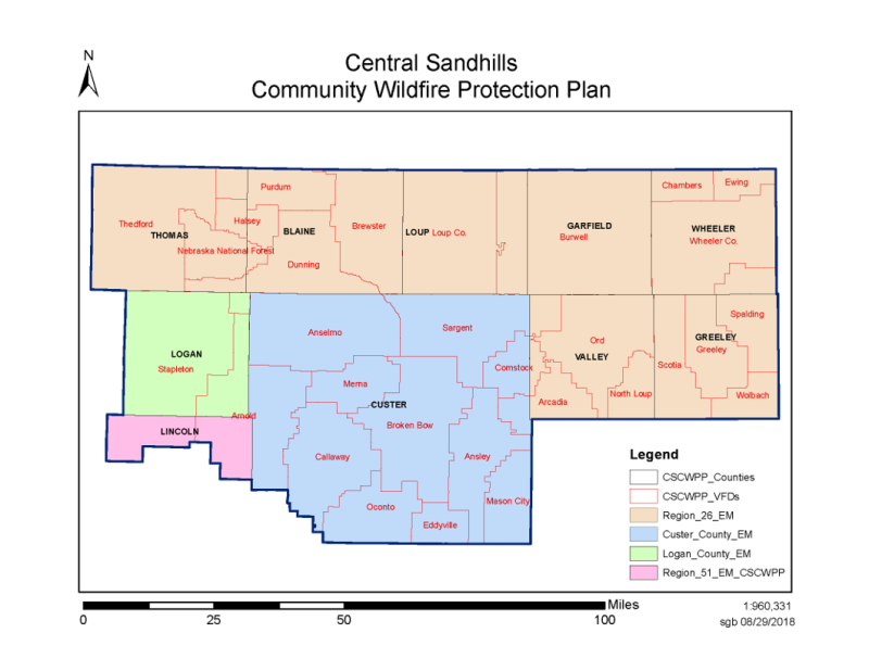 Central Sandhills Community Wildfire Protection Plan Map.