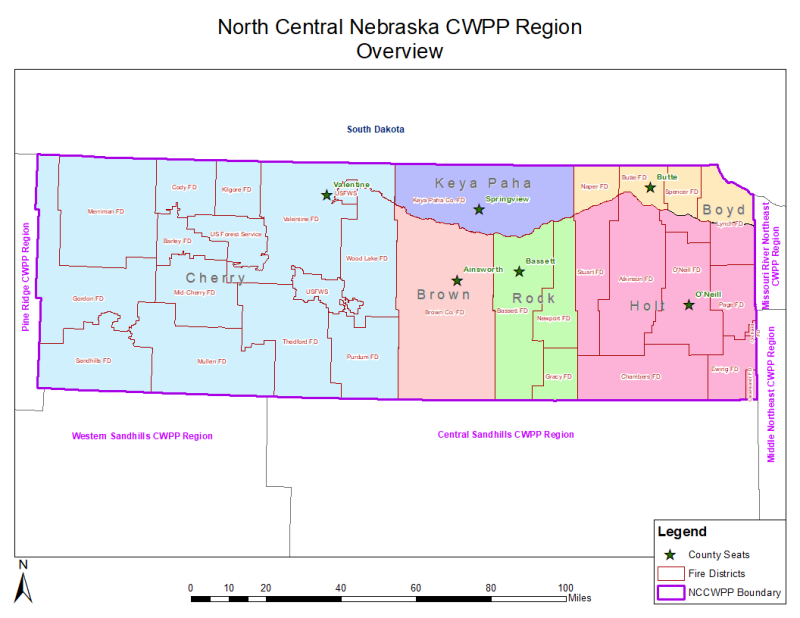 North Central Nebraska Community Wildfire Protection Plan Map.